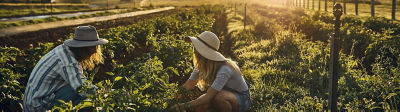 Farmers harvest crops in field