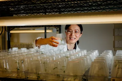 woman in ag lab